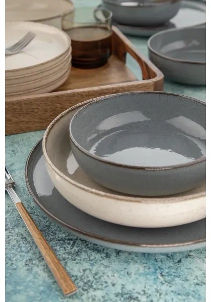 Servizio da tavola 16 pezzi grigio/beige/porcellana