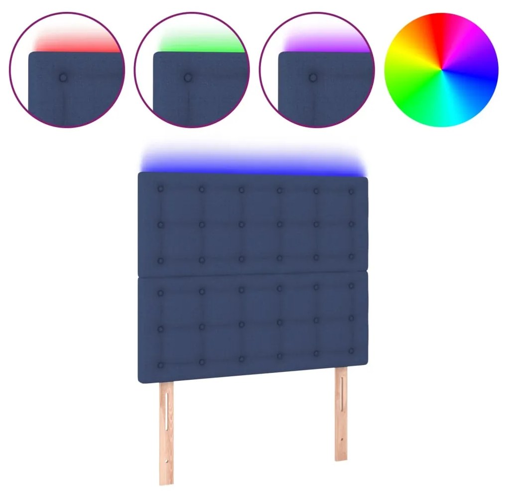 Testiera a led blu 100x5x118/128 cm in tessuto