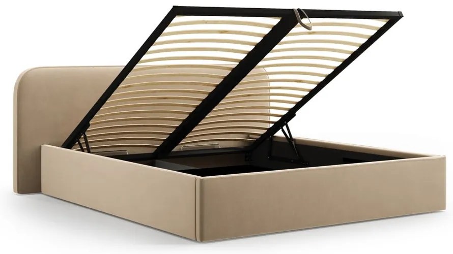 Letto matrimoniale imbottito grigio tortora con contenitore e rete inclusi 160x200 cm Elizabeth – Micadoni