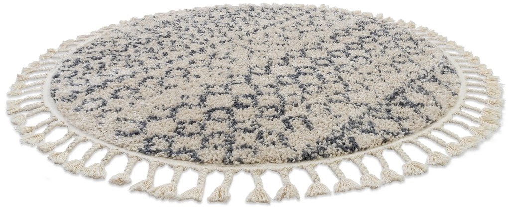 Tappeto BERBER AGADIR G0522 cerchio crema / grigio Frange berbero marocchino shaggy