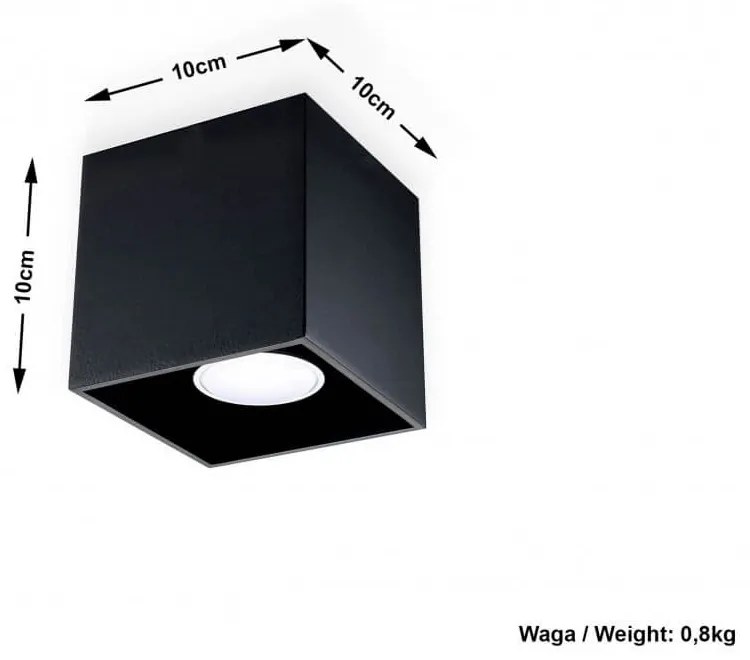 Plafoniera da Soffitto in Alluminio QUAD 1 GU10 Nera da Interno Colore del corpo Nero