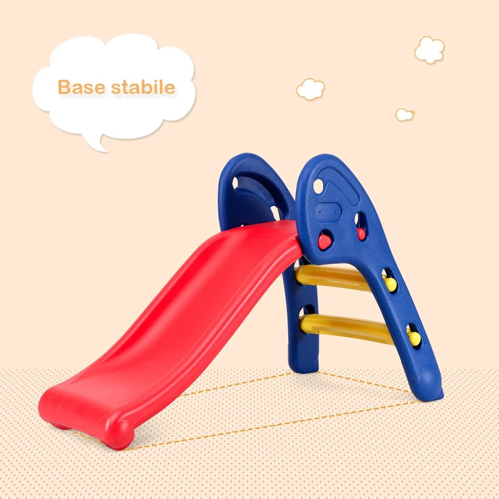 Costway Scivolo pieghevole per bambini 3-8 anni da interno ed esterno blu scuro rosso e giallo