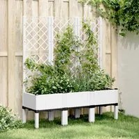 Fioriera da Giardino con Graticcio Bianco 120x40x142 cm PP 367929