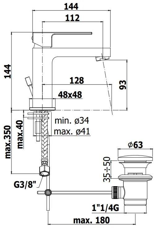 Paffoni Elle El071 Miscelatore Monocomando Lavabo Senza Scarico Cromo