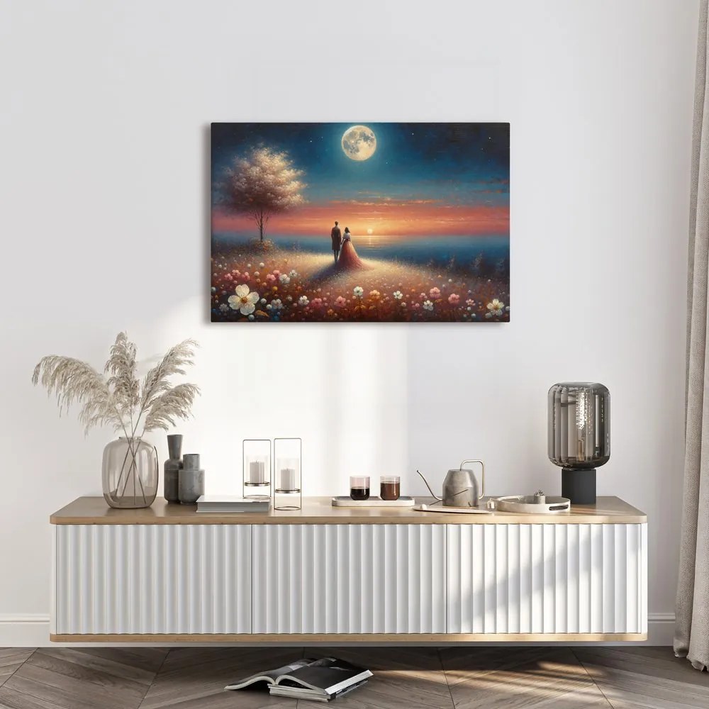 Quadro su tela – Coppia alla luce della luna