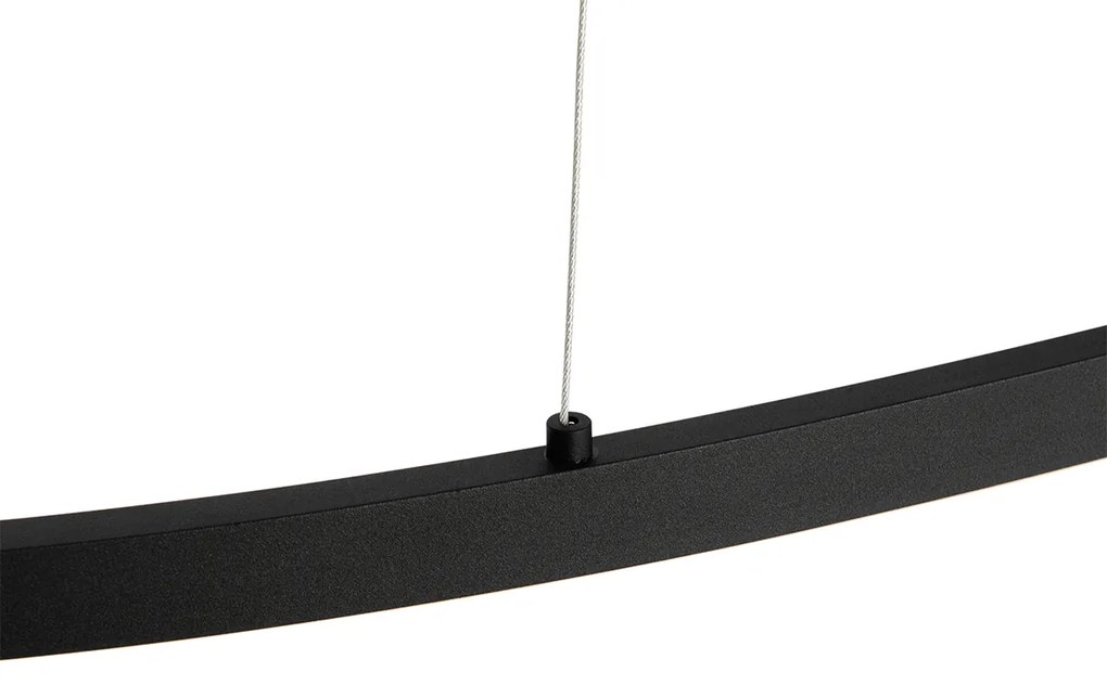 Lampada a sospensione di design ovale nera con LED dimmerabile in 3 fasi - Ovallo