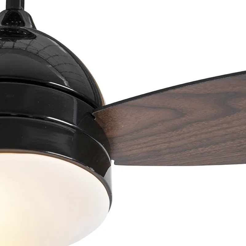 Ventilatore da soffitto nero con stampa legno 96 cm con telecomando - Rotar