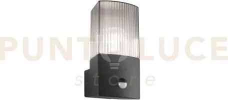Applique dark antracite e fume' 1 luce attacco e27 ip54 con sensore...