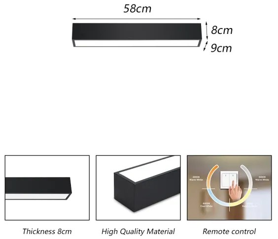 Immax NEO 07254L - Luce LED dimmerabile LUNGO 20W/230V Wi-Fi Tuya nero + +TC