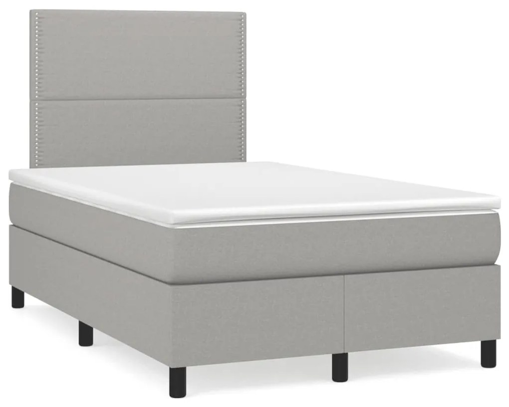 Giroletto A Molle Con Materasso Grigio Chiaro 120x190cm Tessuto /