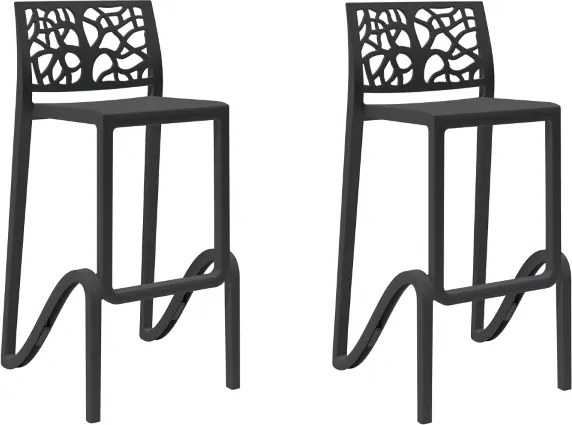 Sgabello bar impilabile alto H. seduta 75 cm TETI Nero set 2 pezzi