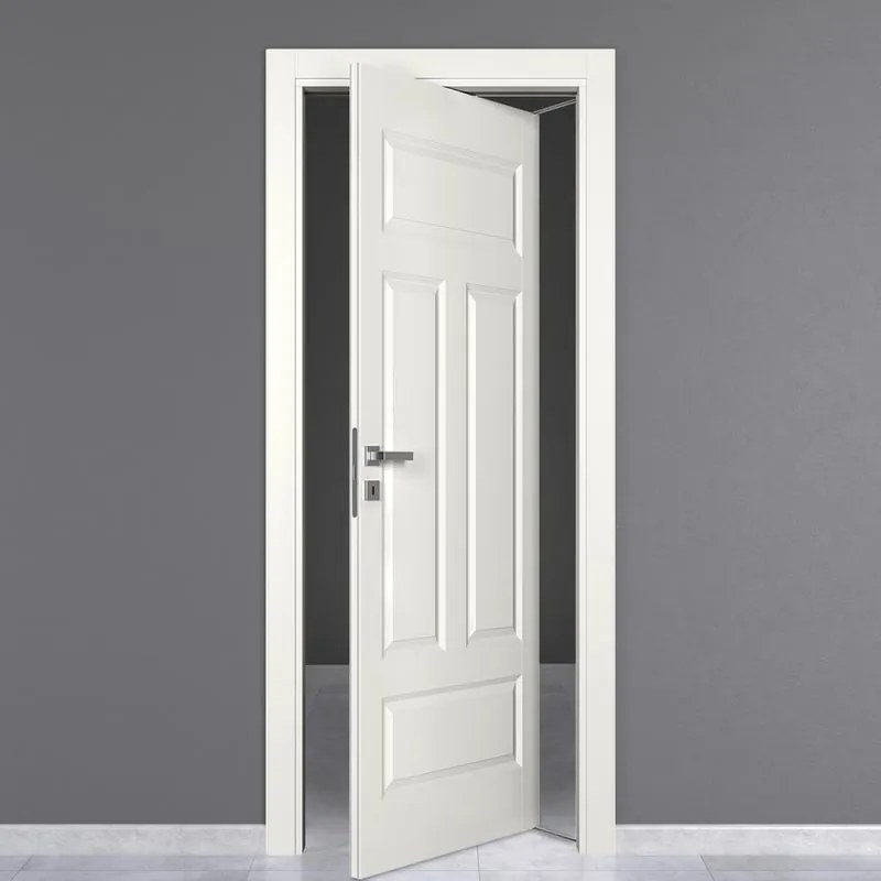 Porta interna rototraslante Coconut Groove in MDF colore bianco, L 70 x H 210 cm, apertura reversibile