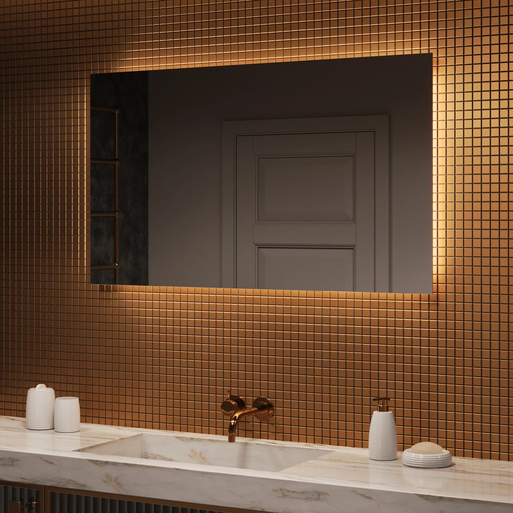 Specchio bagno retroilluminato LED 120x70cm su šaltu LED apšvietimu 7000K, šiltu apšvietimu 3000K arba neutraliu apšvietimu 4500K