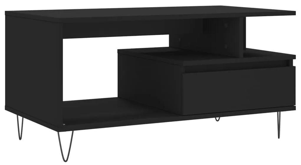 Tavolino da salotto nero 90x49x45 cm in legno multistrato