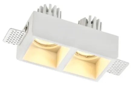 Portafaretto 2xGU10/MR16 in Gesso Pitturabile Rettangolare 150x80mm Materiale Gesso