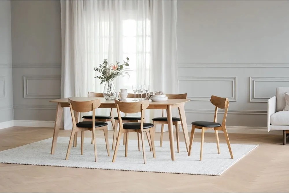 Sedia da pranzo in rovere marrone con seduta nera Ami - Rowico