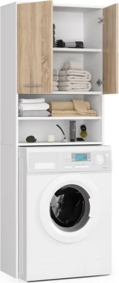 Mobile Coprilavatrice 2 Ante E Vani A Giorno 64x30x180 Diana Bianco/Rovere