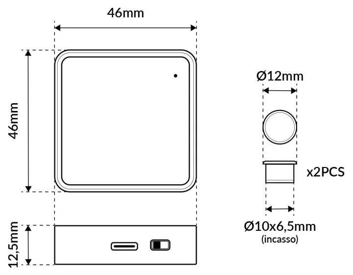 Sensore di apertura Doppio per Armadi, Wireless Magnetico - SERIE STS Interruttore 2 Porte
