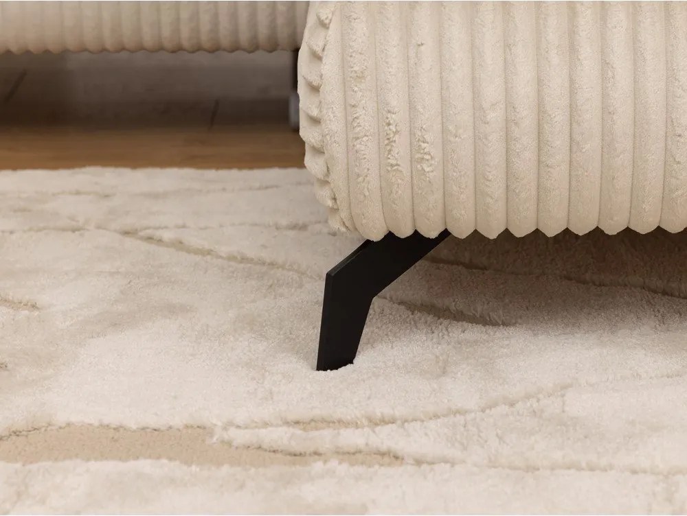 Divano angolare beige (con penisola a destra/a L) con rivestimento in velluto a coste Marbeya – Ropez