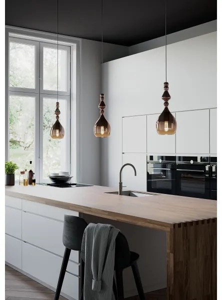 Redo 01-2937 - Lampadario a sospensione con cavo AMBIX 1xE27/42W/230V Ø 18 cm dorato