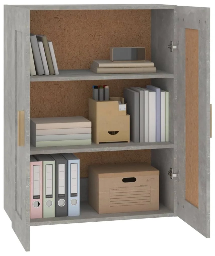 Mobile a parete grigio cemento 69,5x32,5x90cm legno multistrato