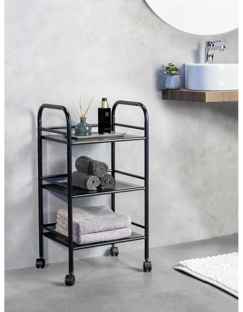 Scaffale mobile in metallo nero 41x75 cm - Wenko
