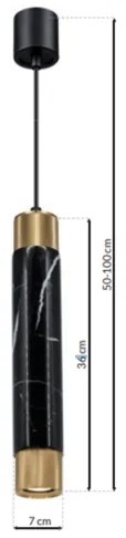 Lampadario su fune MARBLE 1xGU10/8W/230V nero/dorato