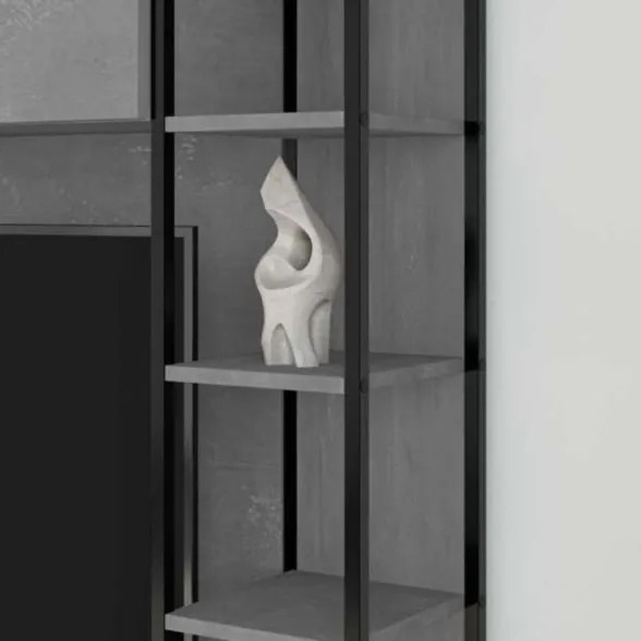 Parete Attrezzata 260 Cm Design Moderno Tronador Grigio Cemento