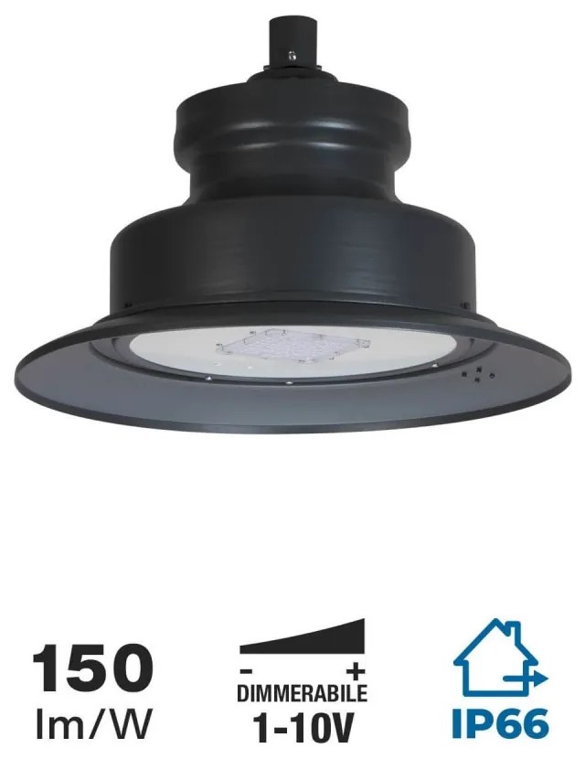 Lampione LED 65W IP66 150lm/W, Dimmerabile 1-10V, driver Philips Colore Bianco Naturale 4.000K