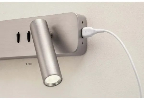 Redo 01-2993 - Lampada da parete LED OASIS LED/3W/230V+1xG9/10W USB CRI 90 cromo