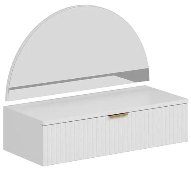 Toeletta sospesa con specchio e LED 1 cassetto Bianco - FRALYN di PASCAL MORABITO