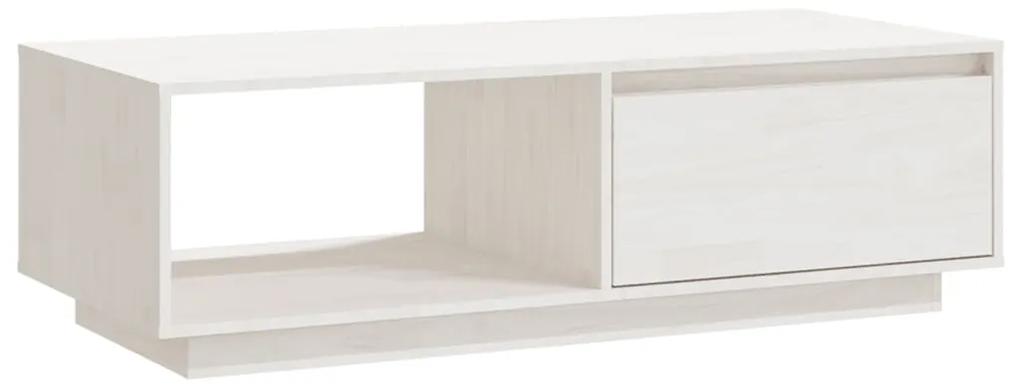 Tavolino da Salotto Bianco 110x50x33,5cm Legno Massello di Pino