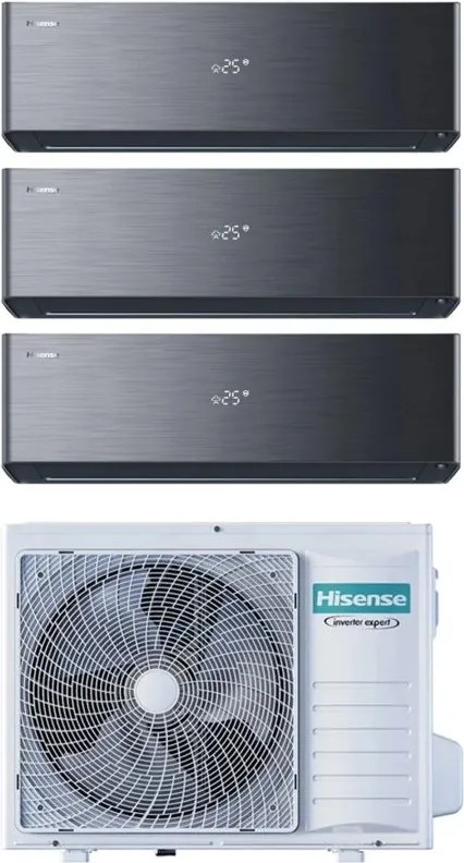 Condizionatore Hisense Trial Split Inverter ENERGY PRO X BLACK 9+9+9 con 3AMW62U4RJC R-32 Wi-Fi Integrato