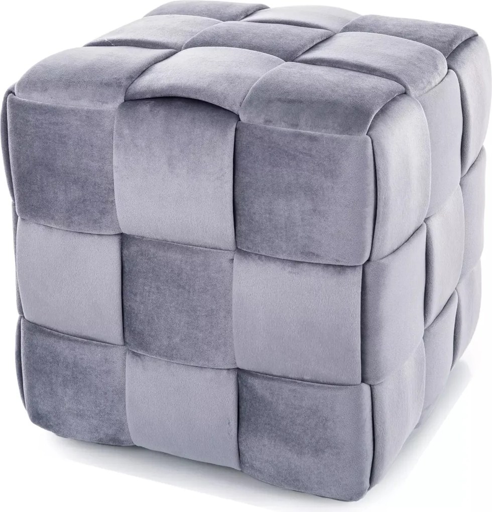 Pouf Casel Velvet in velluto color grigio – 42x42x42 cm