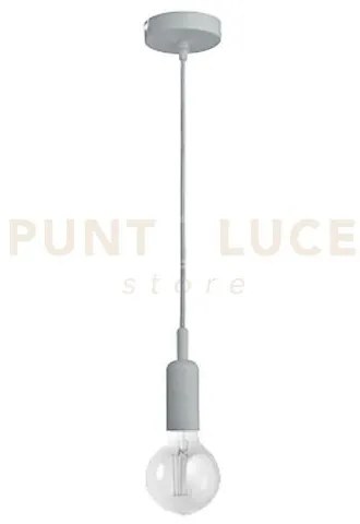 Gso095 pendente flash cavo in stoffa e rosone grigio cemento 1 luce...
