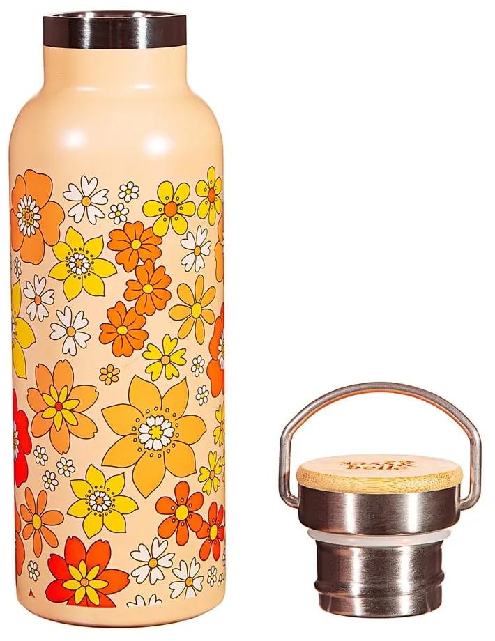 Biberon arancione in acciaio inox 500 ml 70s Floral - Sass &amp; Belle
