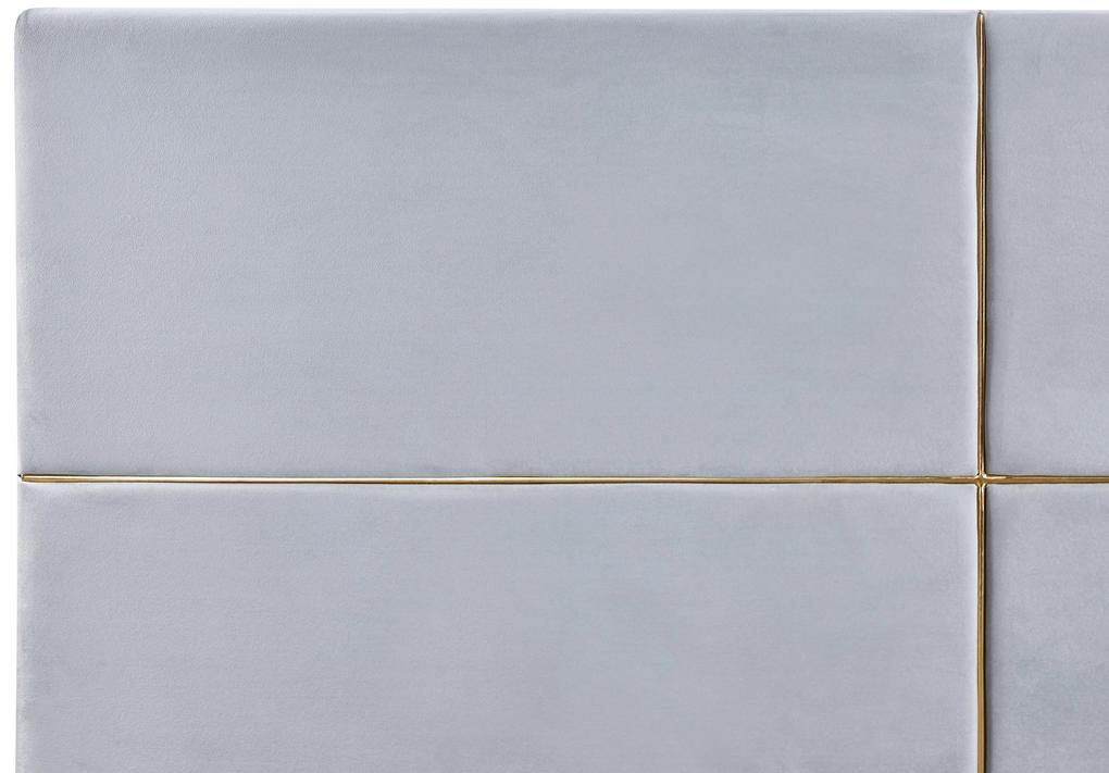 Letto matrimoniale con contenitore velluto grigio chiaro 180 x 200 cm VERNOYES Beliani