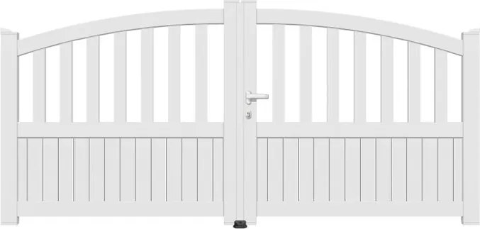 Cancello manuale a braccio articolato e a martinetto Florenca batente GARDENGATE in alluminio bianco, apertura a destra, L 300 x H 119.6 cm, serratura manuale