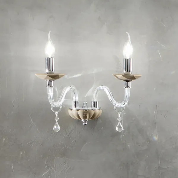 Applique CECILIA 35x25 cm in cristallo Tortora 2 luci