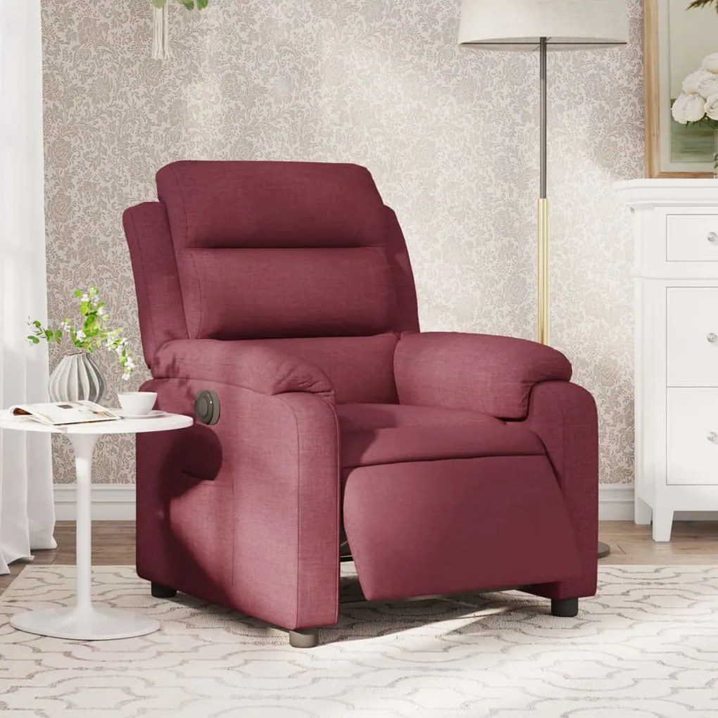 Poltrona Elettrica Reclinabile Rosso Vino İn Tessuto /