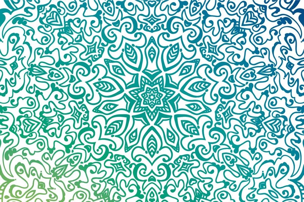 Carta da parati autoadesiva – Mandala blu-verde