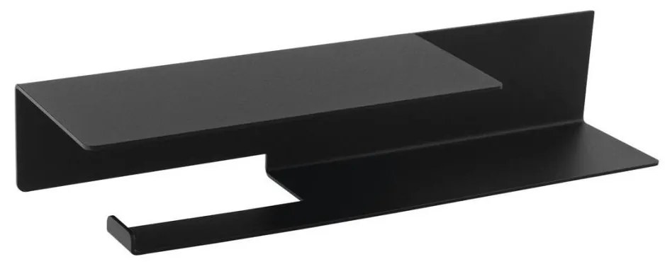 Sapho - Porta carta igienica con ripiano 9,5x35 cm nero opaco