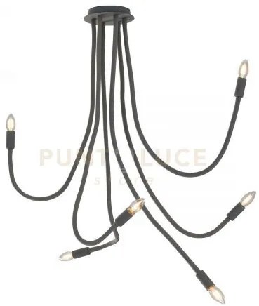 Plafoniera lover nera 6 luci attacco e14 18x18x100cm in metallo e s...