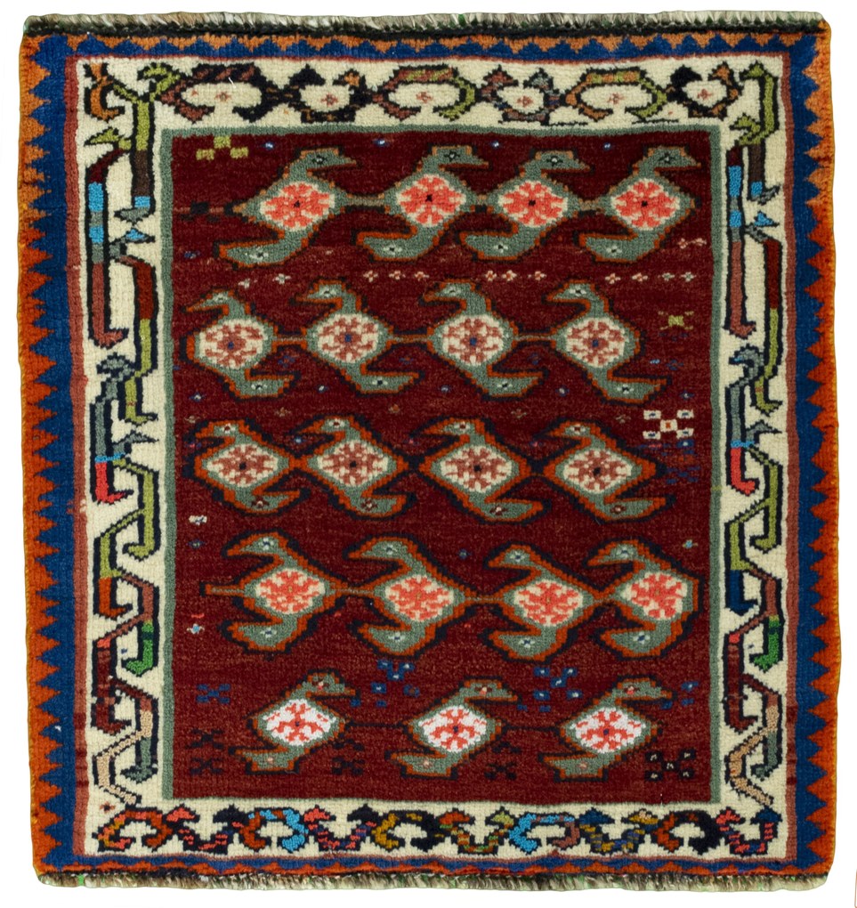 Shiraz Tappeto 60 x 60 Rosso (Iran) Annodato A Mano