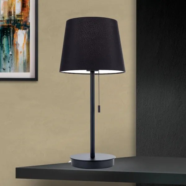 Orion LA 4-1205/1 - Lampada da tavolo con porta USB LUDWIG 1xE27/40W/230V nero