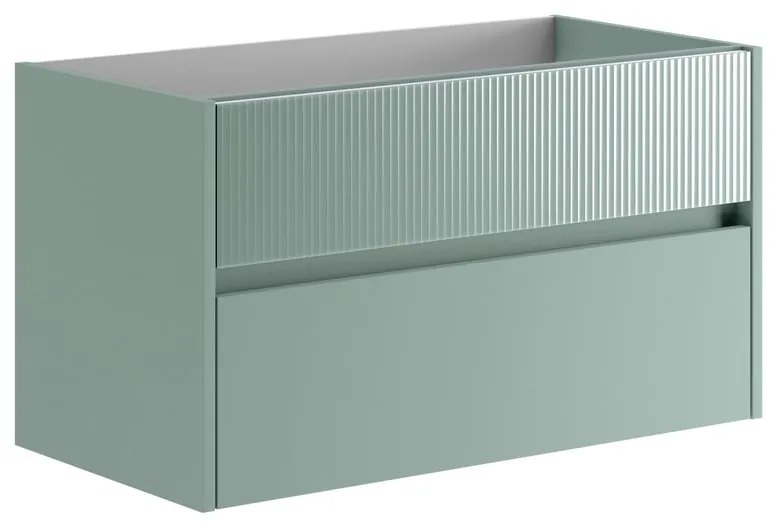 Mobile da bagno sospeso sotto lavabo L 89.5 x H 50 x P 45.5 cm verde laccato opaco, 2 cassetti VISOBATH Niwa
