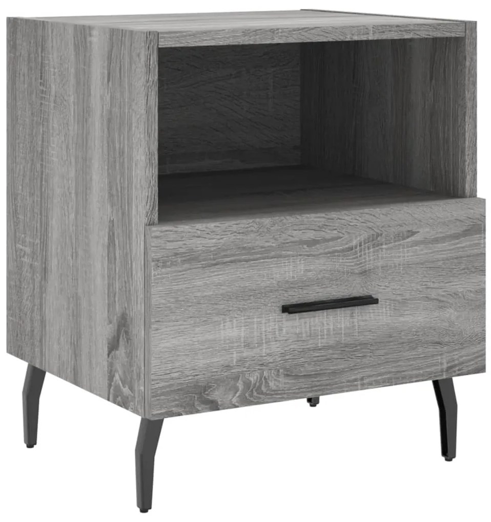 Comodino grigio sonoma 40x35x47,5 cm in legno multistrato