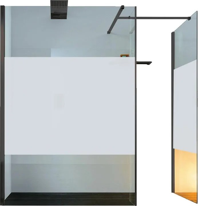 Box doccia walk-in Wens, vetro serigrafato 6 mm, H 200 cm, profilo nero