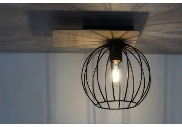 Lampadario a plafone CYBER 1xE27/60W/230V legno/nero