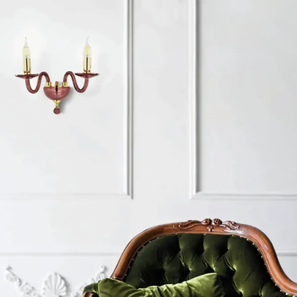 Applique PAGANINI a 2 Luci in vetro lavorato a mano 38 cm Borgogna